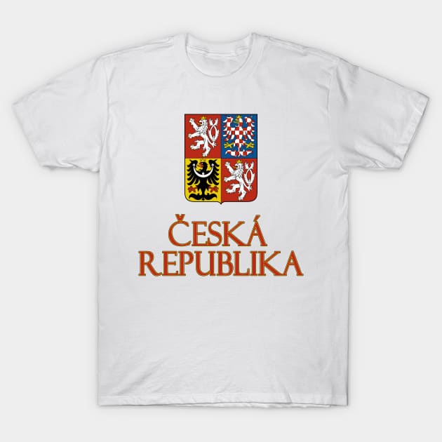 Czech Republic (in Czech) - Coat of Arms Design T-Shirt by Naves